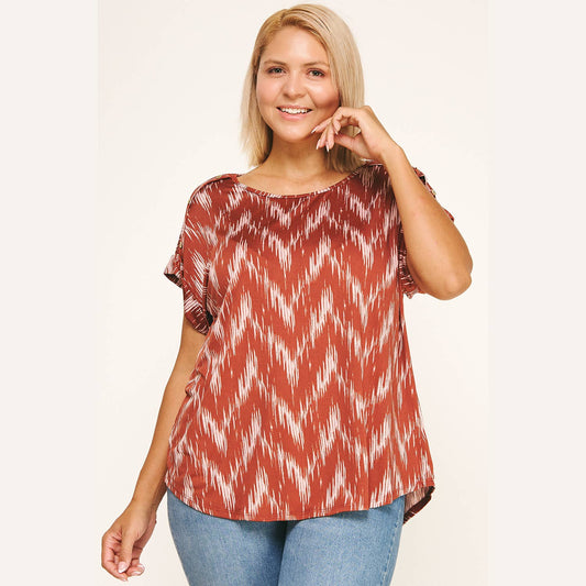 PLUS SIZE SHORT SLEEVE DOLMAN TOP
