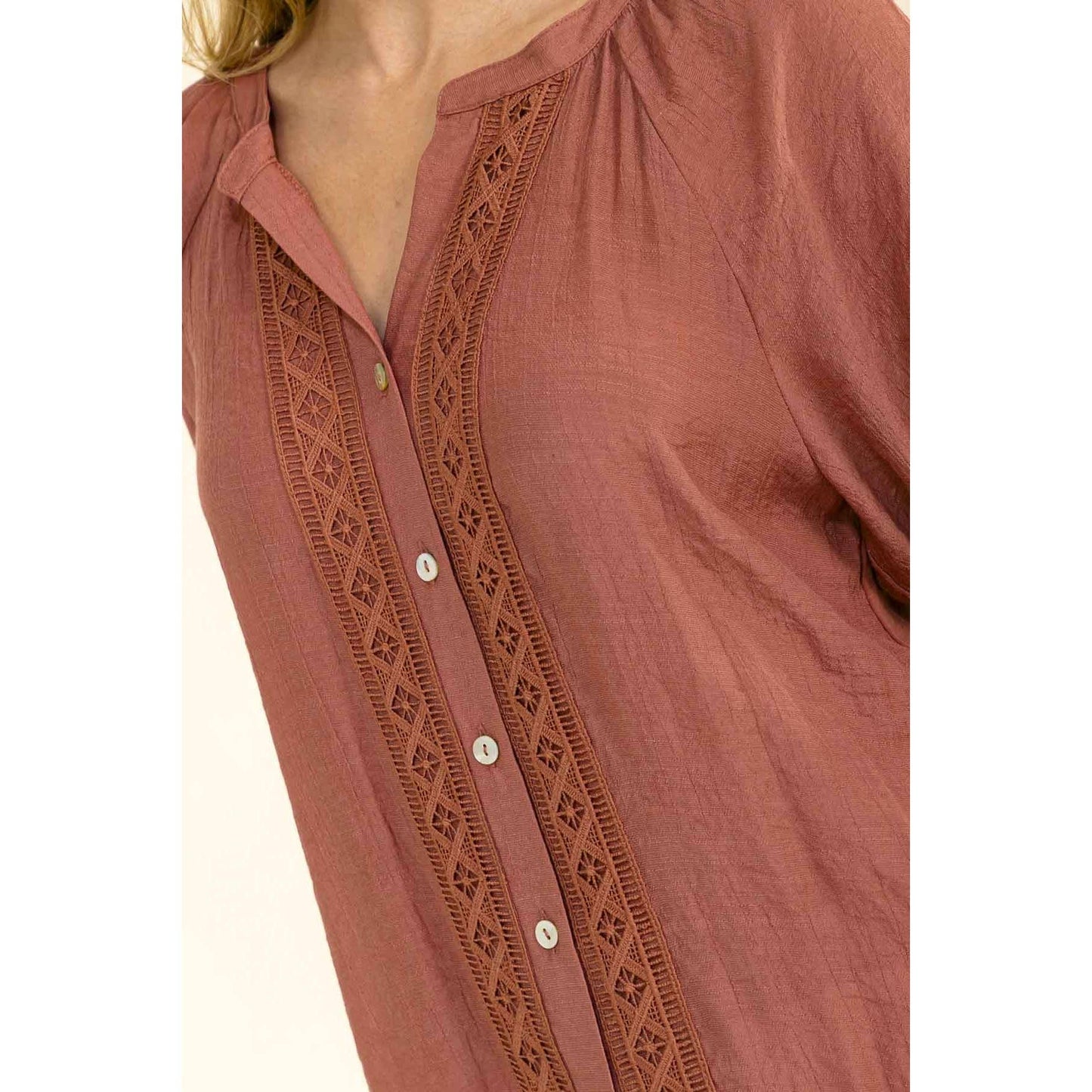 CROCHET BUTTON DOWN SHIRT