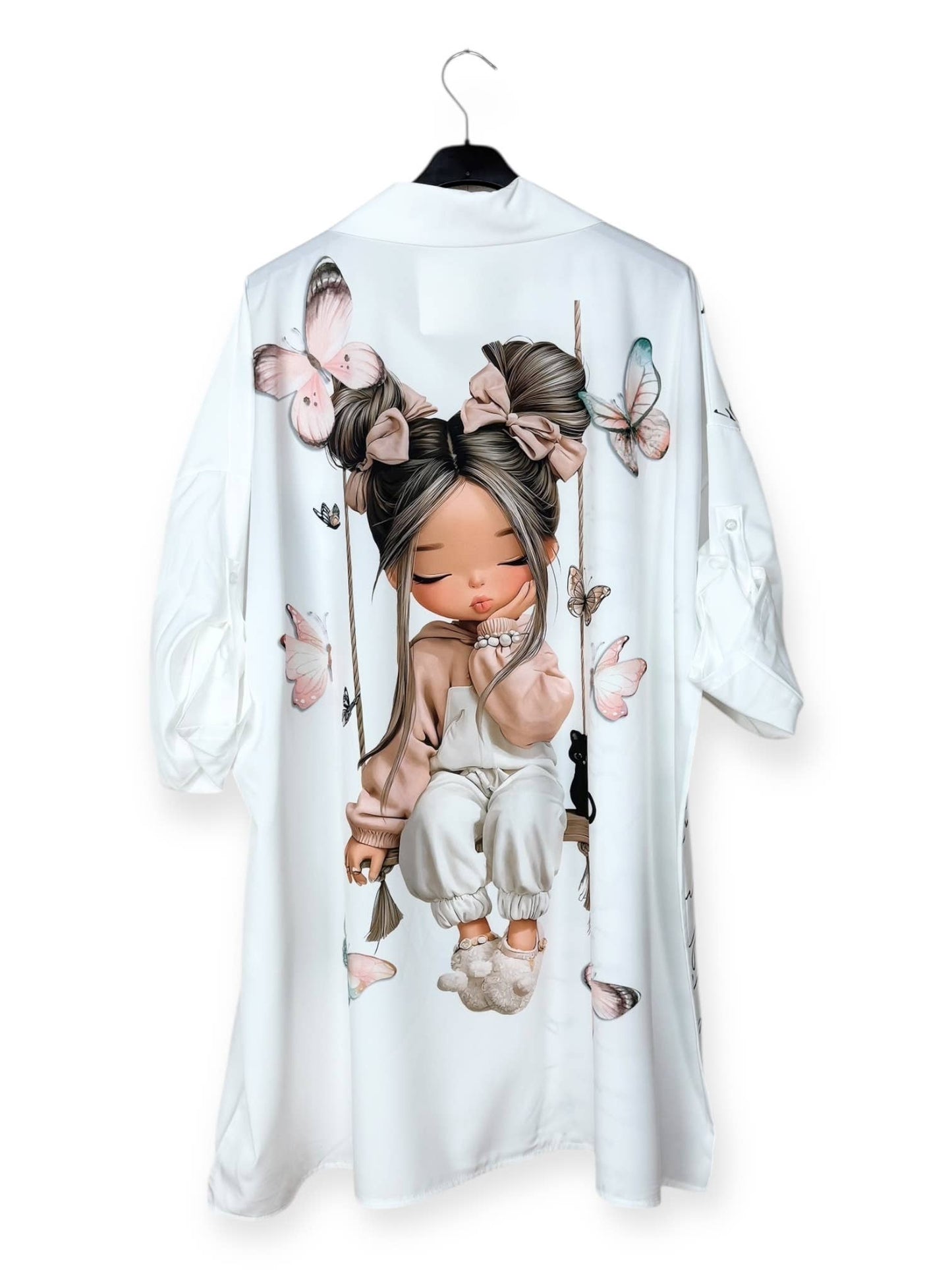 Girl and butterflies - Patterned Shirt