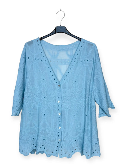 Blouse with Floral Embroidery Italian