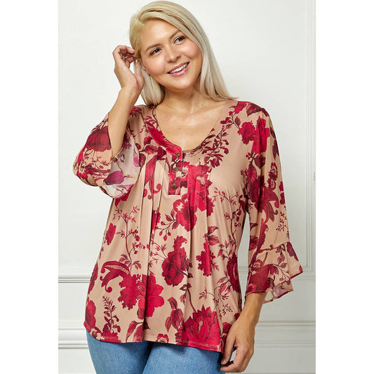 PLUS SIZE BLOOM GRACE PLEATED BLOUSE