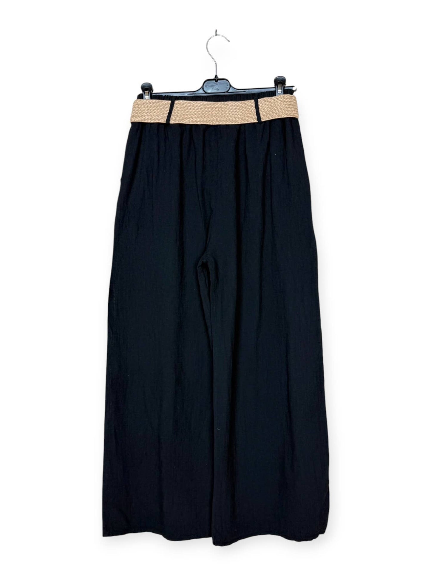 Cotton/Linen Wide-Leg Pants: