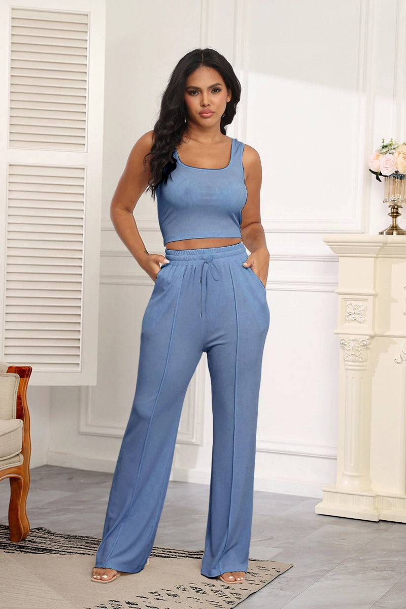 Top W/Casual Flare Pants Set
