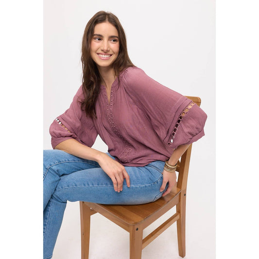 CROCHET BUBBLE SLEEVE PEASANT