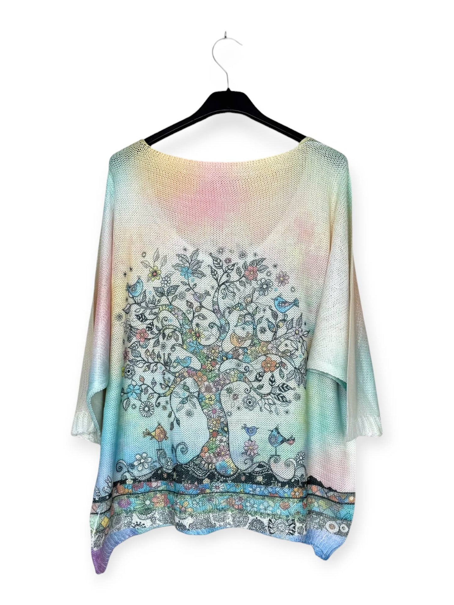 Italian Printed tree knit pullover with V-neck