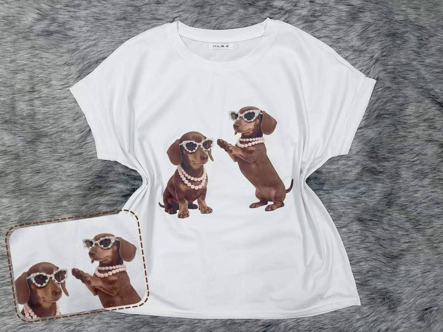 Italian Trendy Printed Cotton T-Shirt Premium Quality dog with glasses