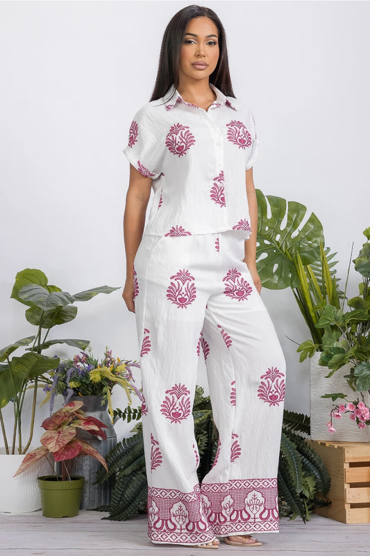 Women's Linen Top and Pants Set