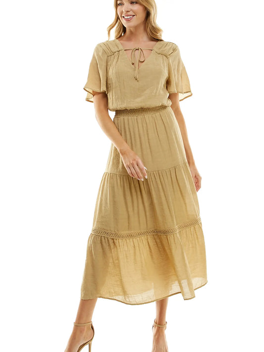 Keyhole Crochet Tier Maxi Dress