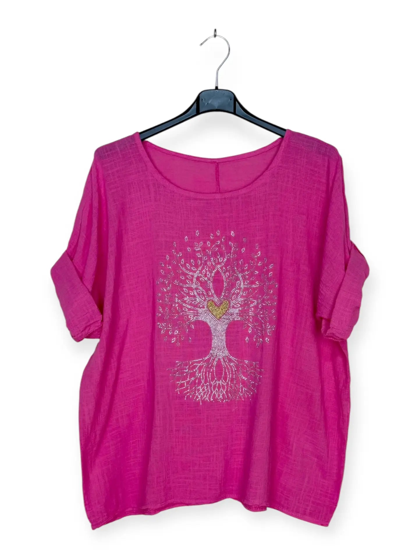Cotton Top with Tree of Life Rhinestones Italian