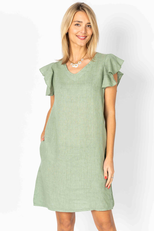 Solid linen dress with pockets