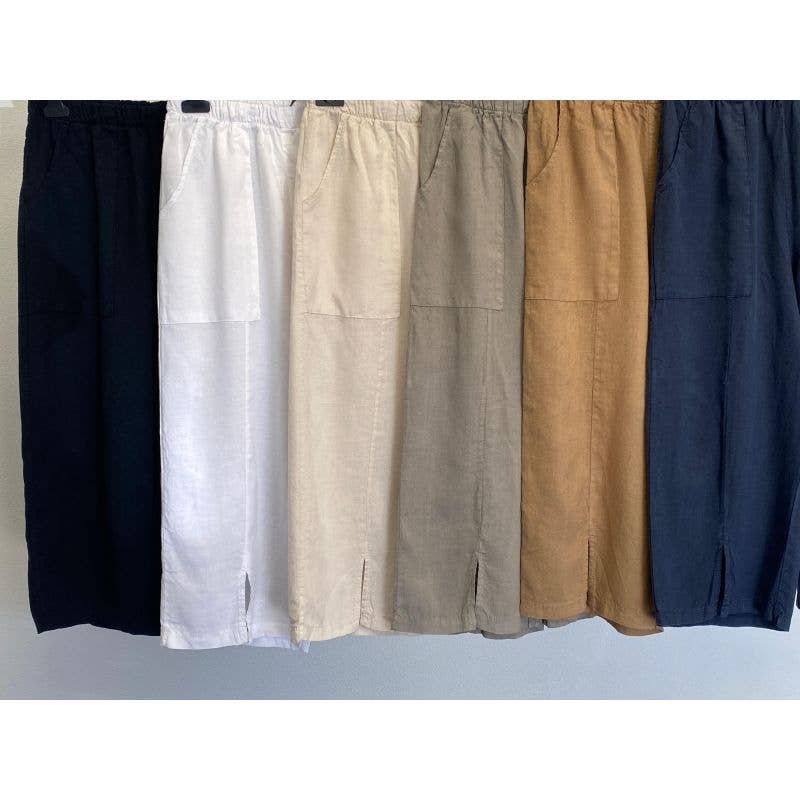 3/4 Linen Pant with slit on front italian