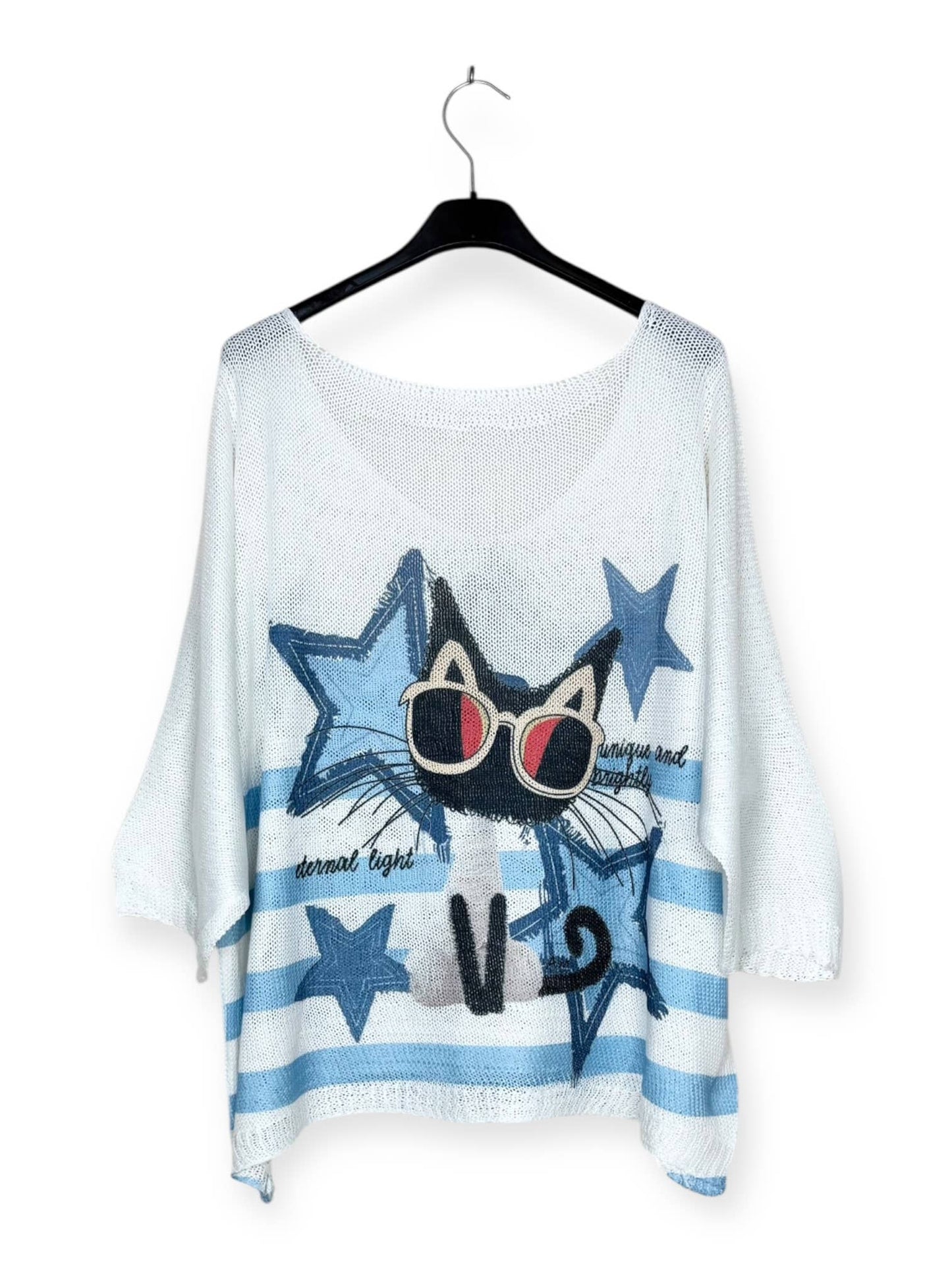 Cat star- Printed knit sweater
