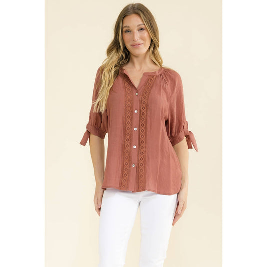 CROCHET BUTTON DOWN SHIRT
