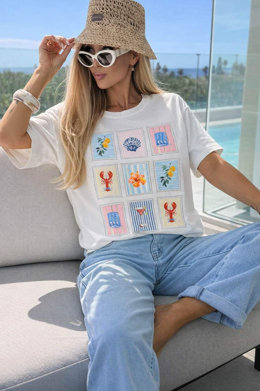Italian Trendy Printed Cotton T-Shirt, Premium Quality sea 2