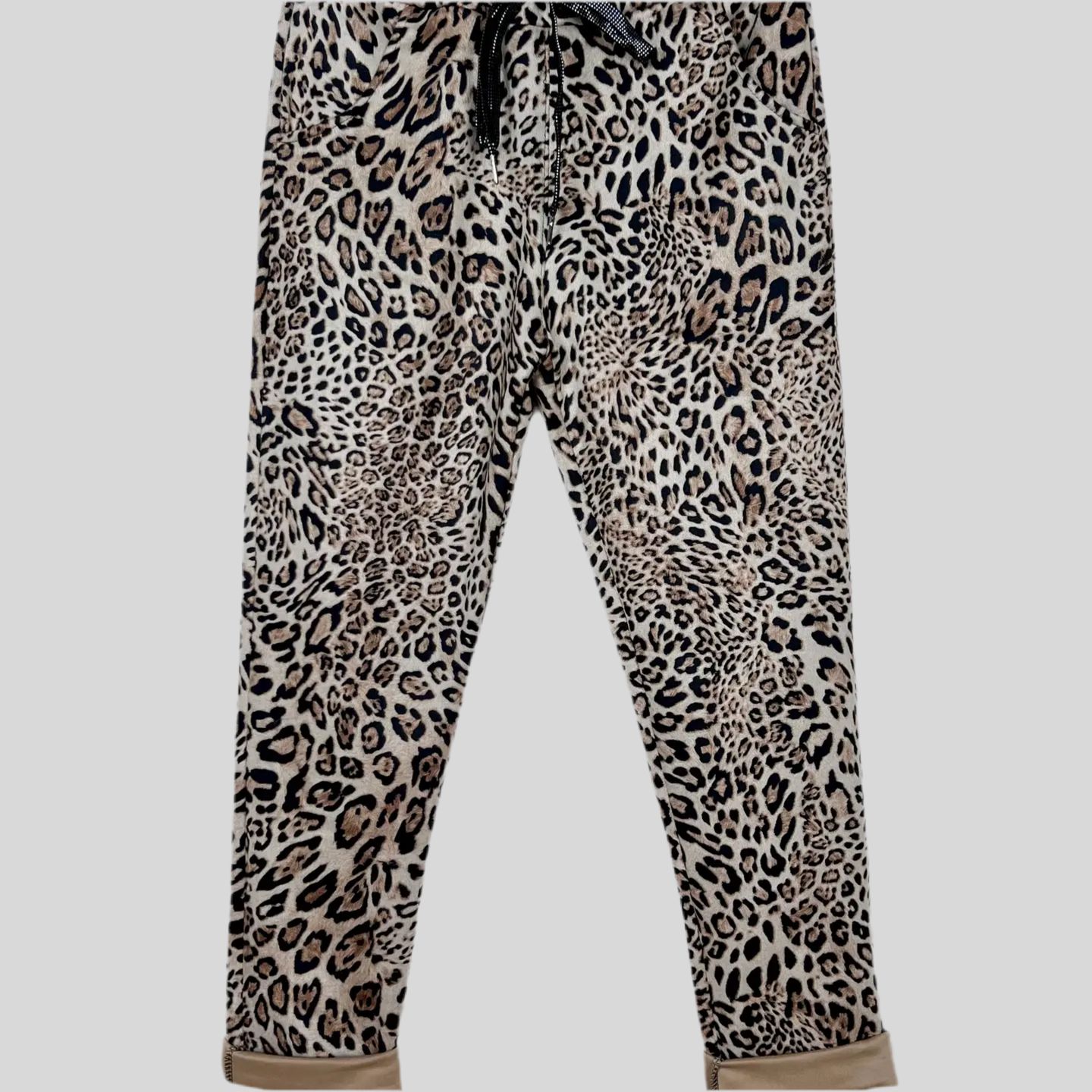 Velvet animal print pants