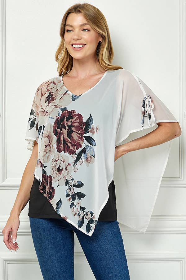 BLOOMING ELEGANCE PONCHO BLOUSE