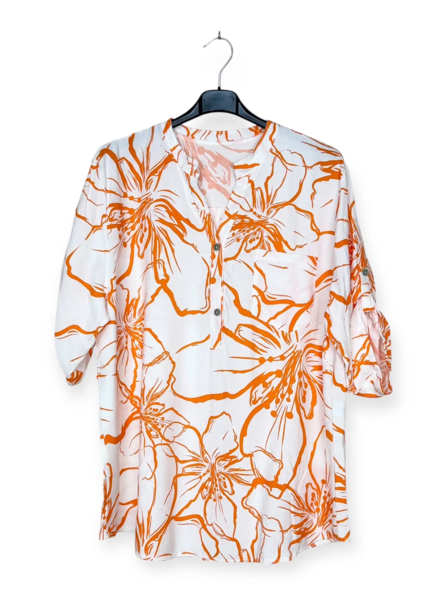 Floral Print Blouse with Three-Quarter Sleeves Italian