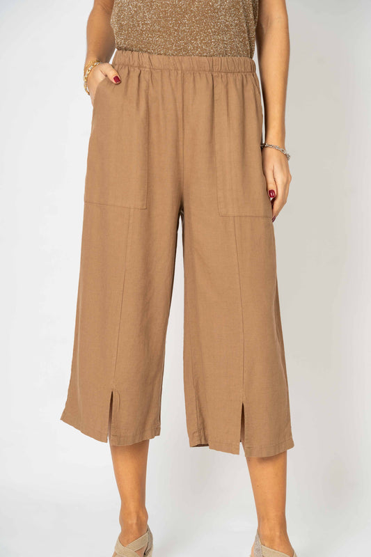 3/4 Linen Pant with slit on front italian