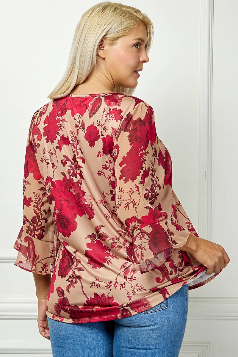 PLUS SIZE BLOOM GRACE PLEATED BLOUSE