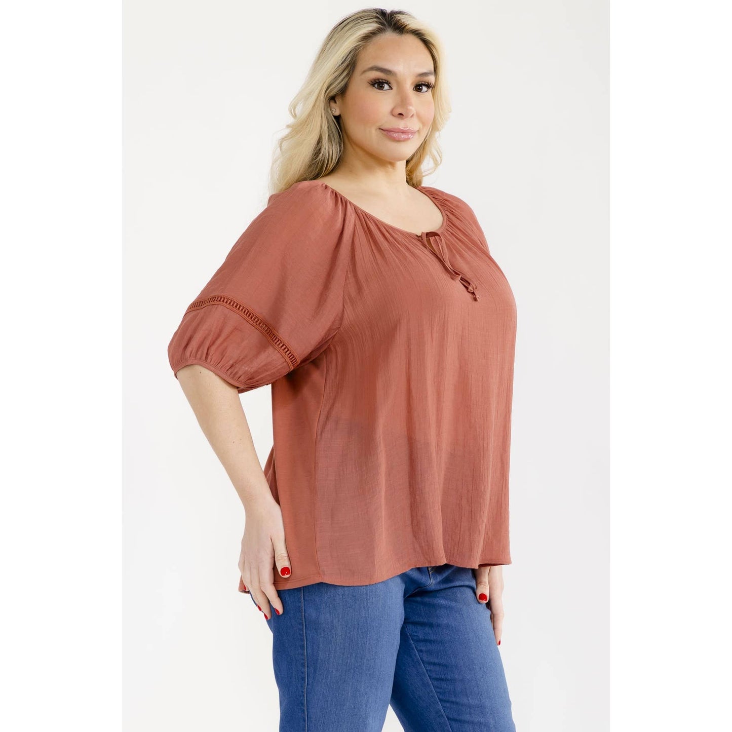 PLUS CROCHET TRIM TIE PEASANT