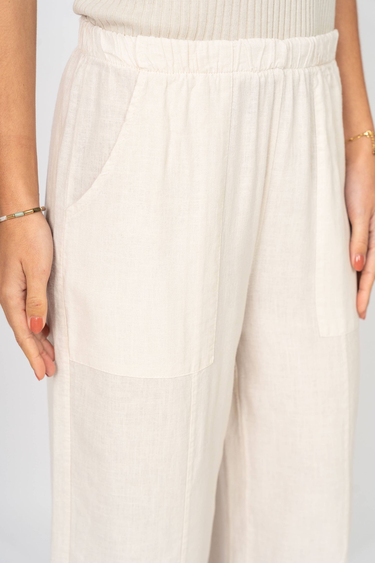 3/4 Linen Pant with slit on front italian