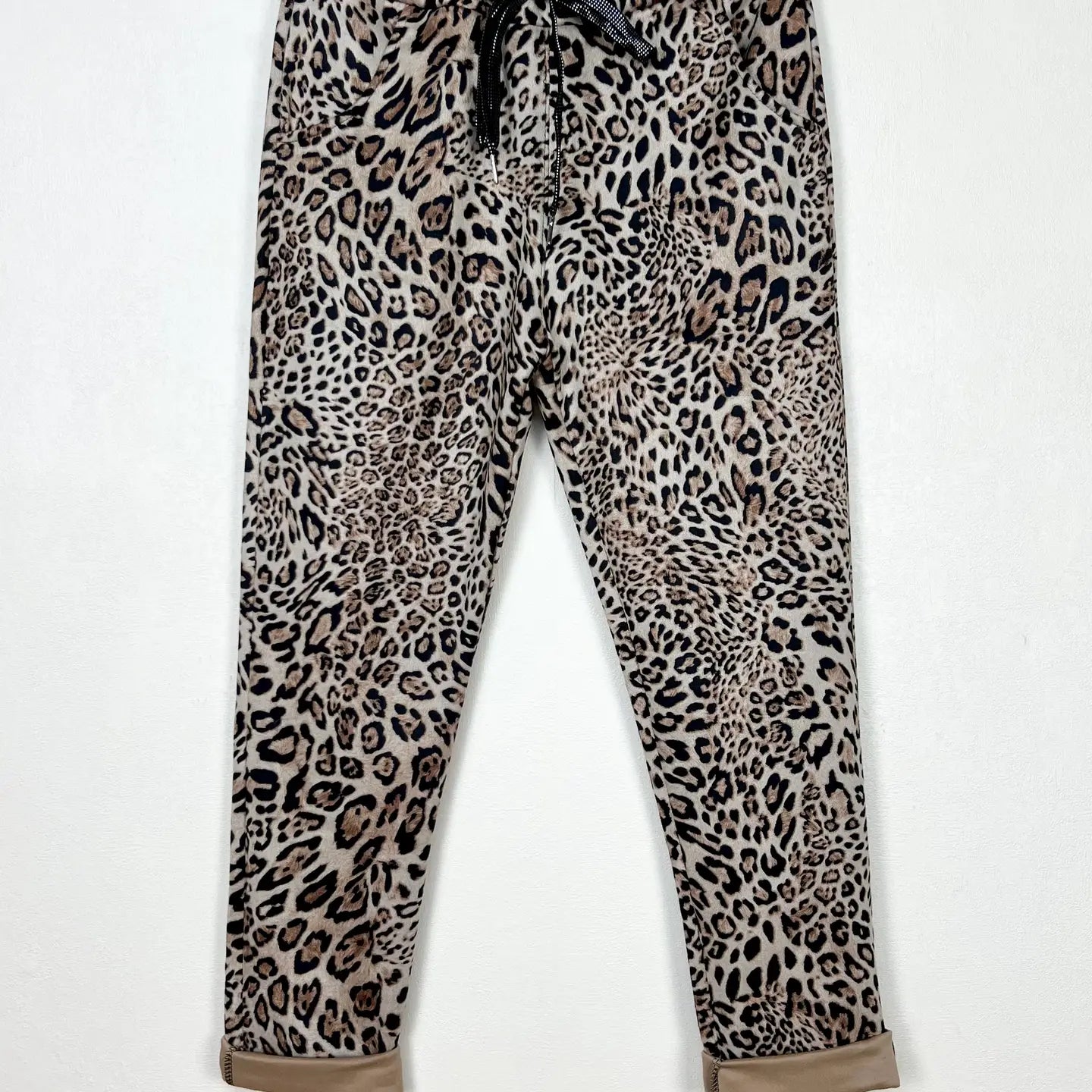 Velvet animal print pants