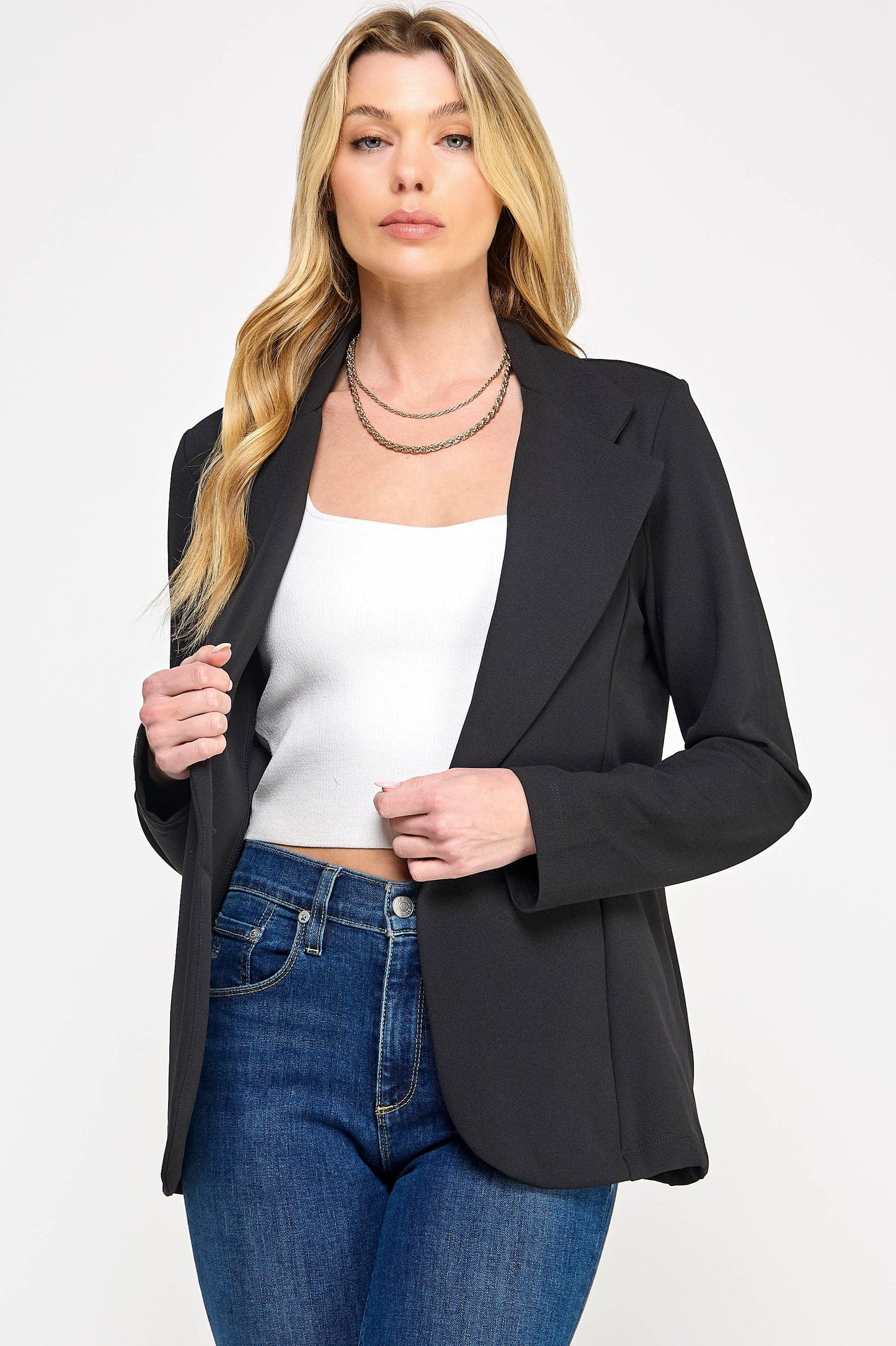 SCUBA CREPE KNIT BLAZER NO POCKET