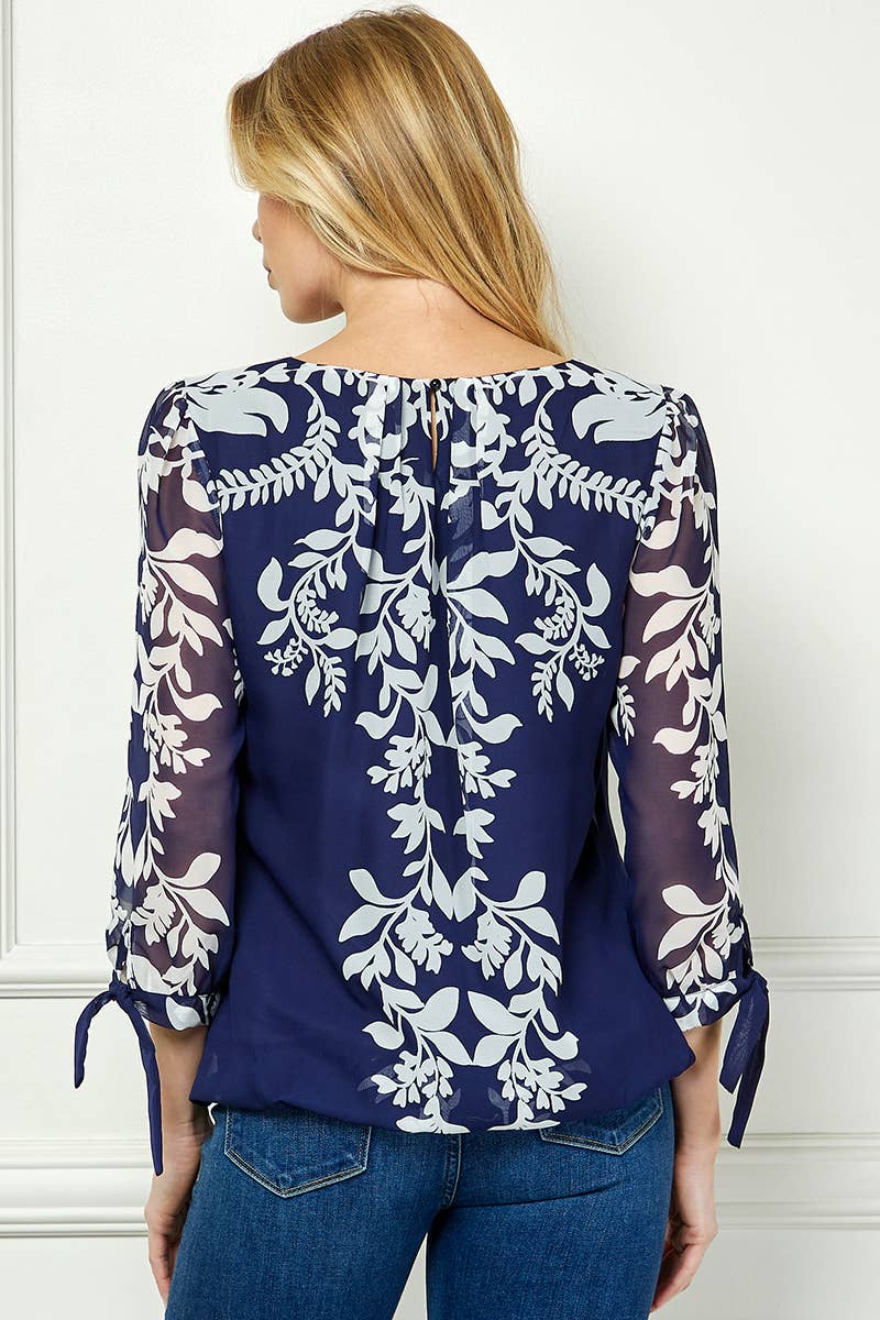 PLACEMENT PRINT CHIFFON BLOUSE