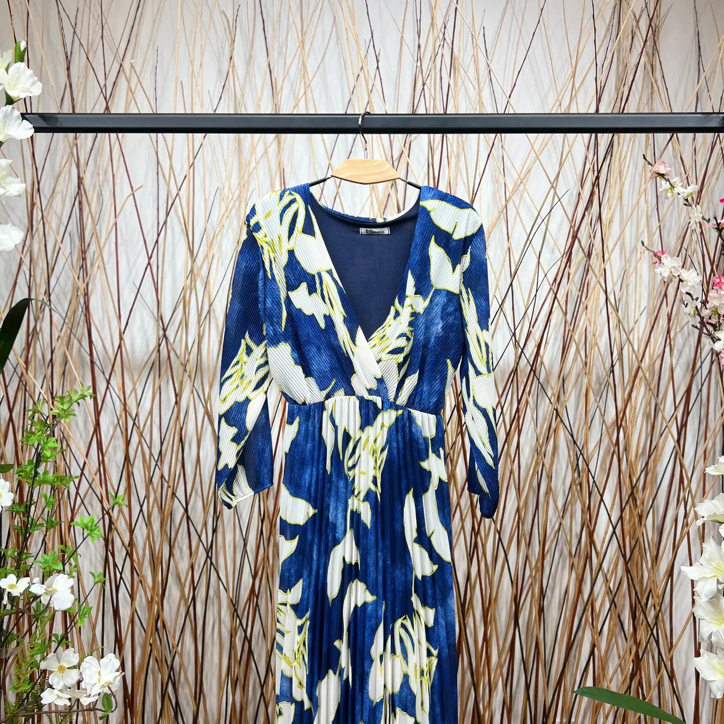 Print Pleated Wrap Heart Dress Viscose Lining