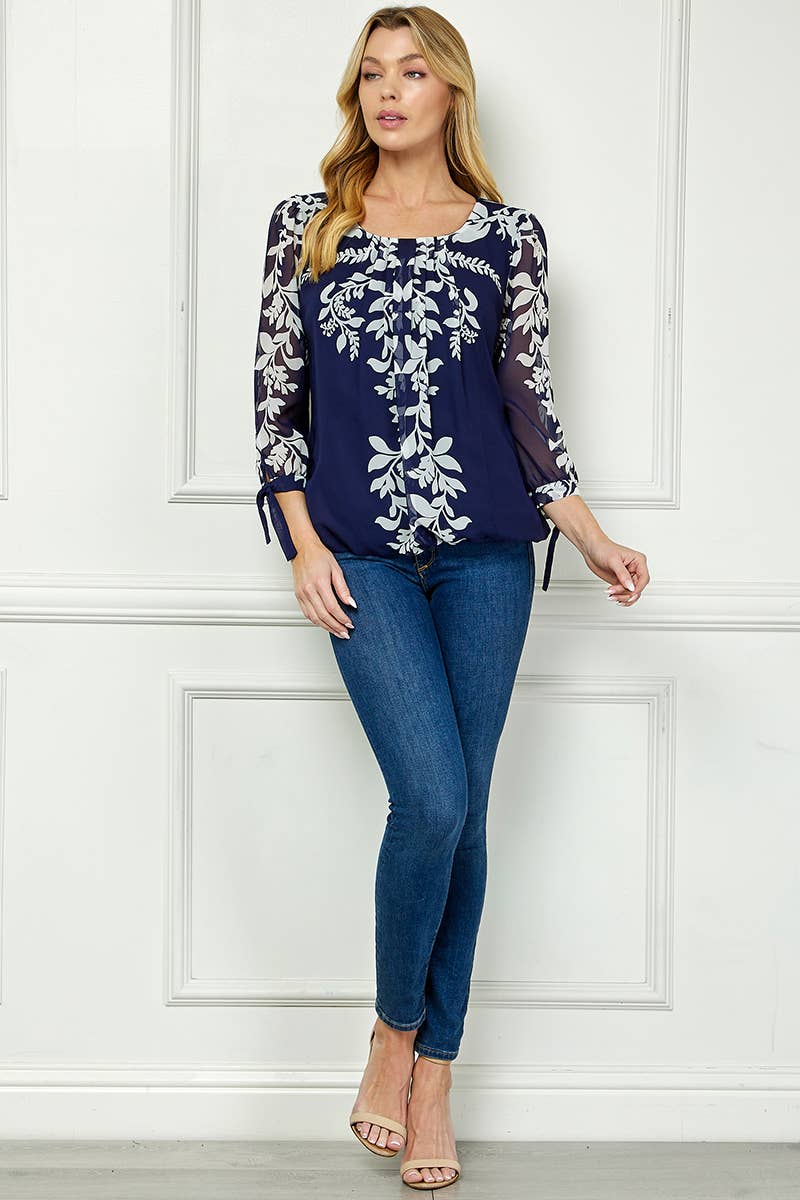 PLACEMENT PRINT CHIFFON BLOUSE