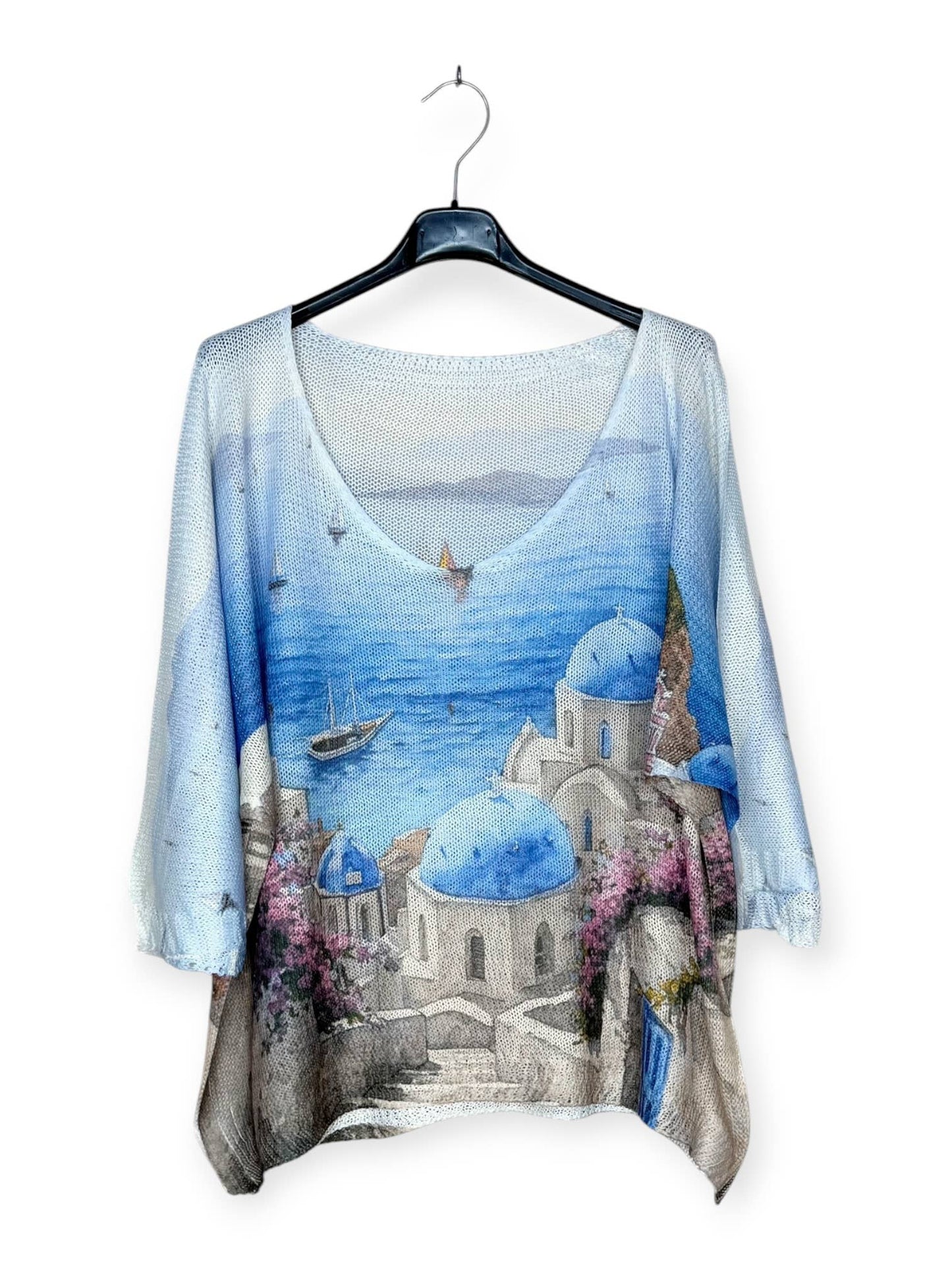 City - Printed knit sweater with V-neck Italian