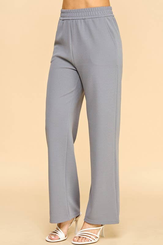 Plus Size Textured Straight Pants – High Waist Struc