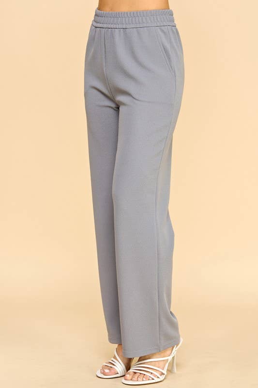 Plus Size Textured Straight Pants – High Waist Struc