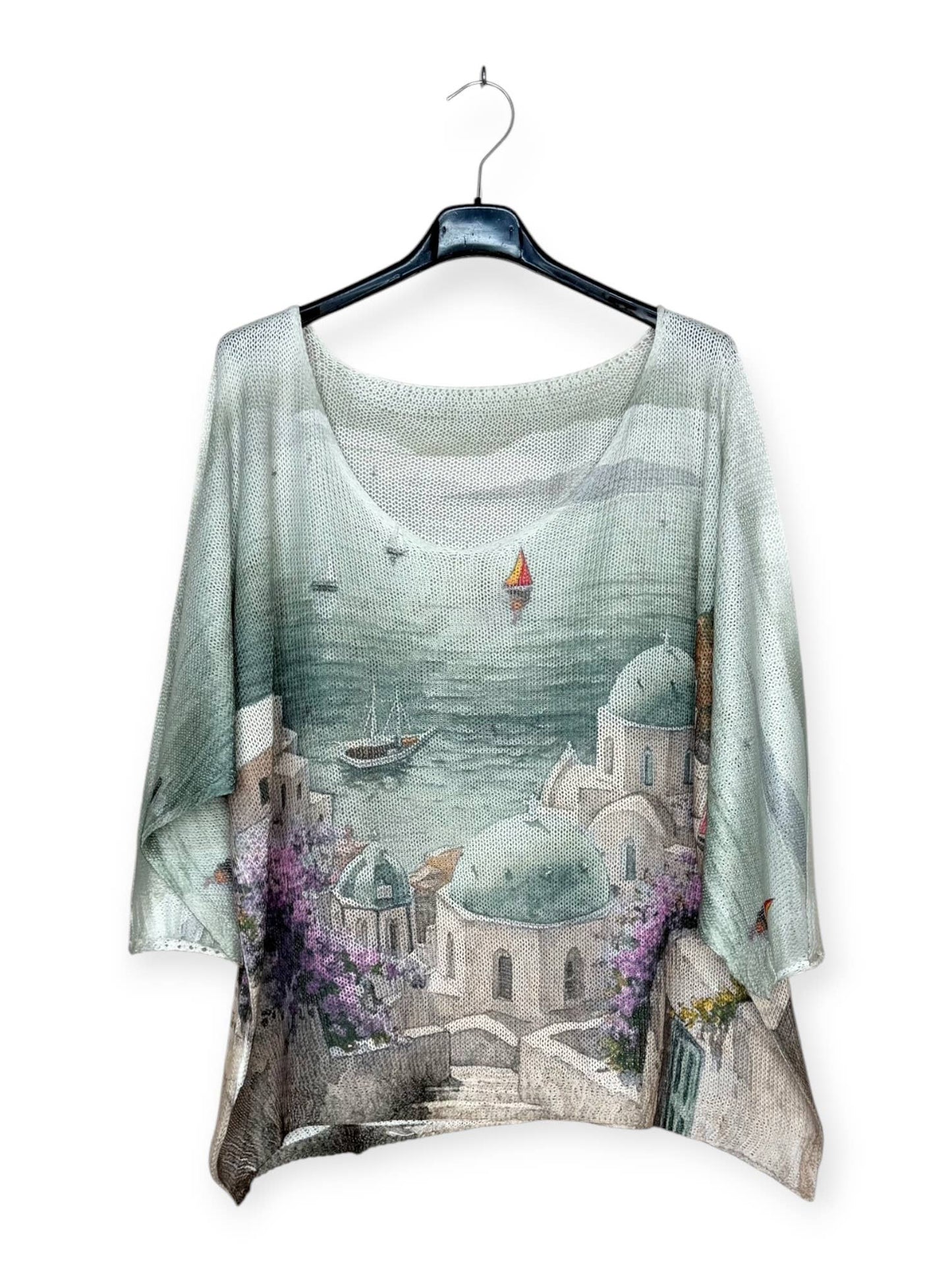 City - Printed knit sweater with V-neck Italian