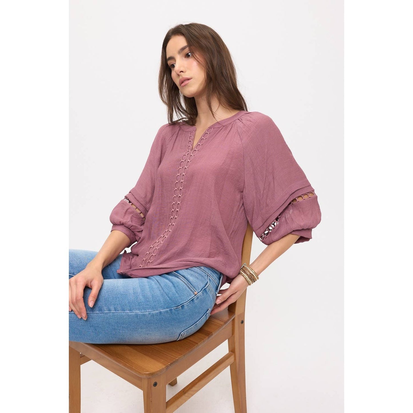 CROCHET BUBBLE SLEEVE PEASANT