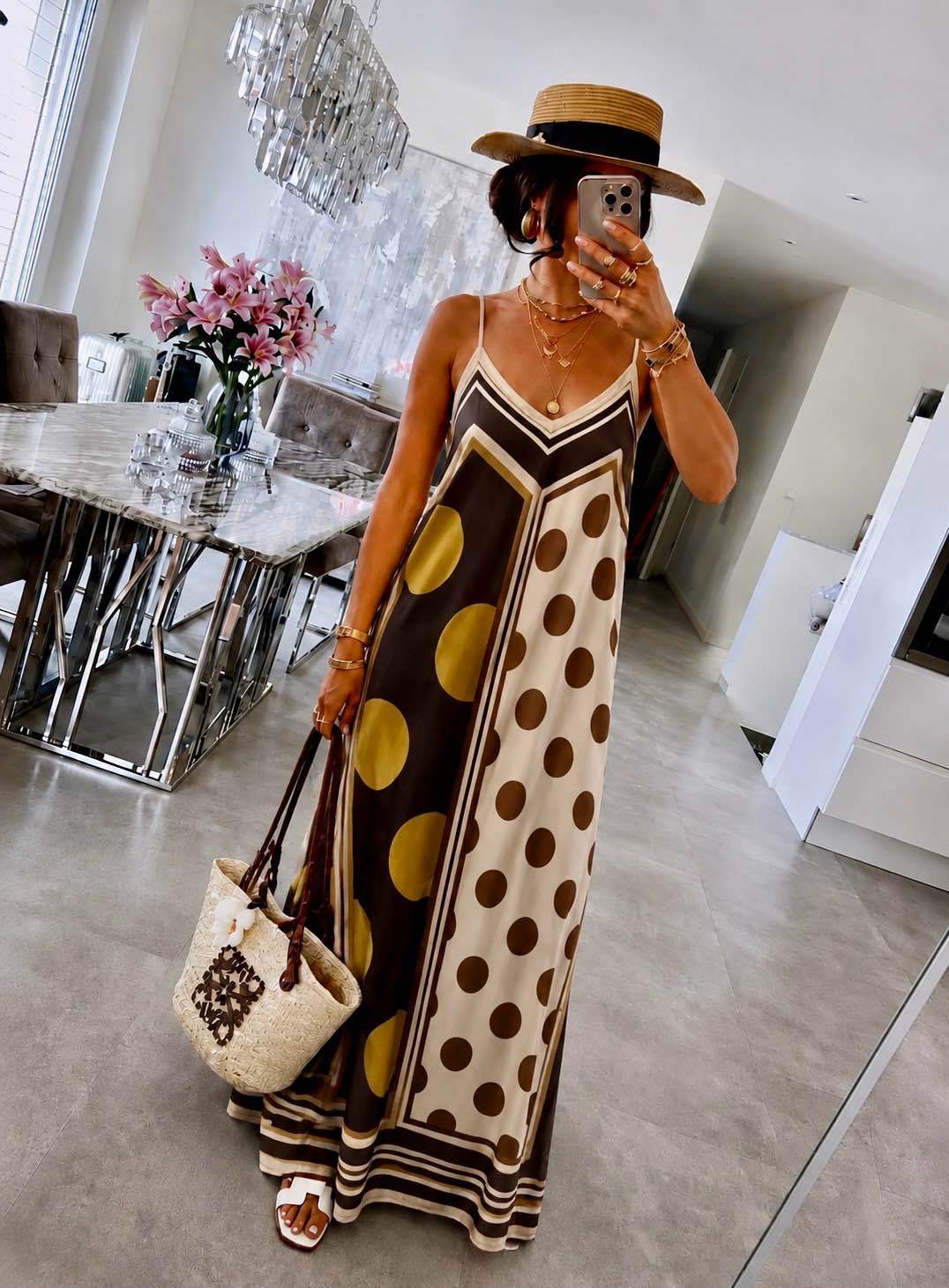 Italian Flowing bohemian dress with polka dot print