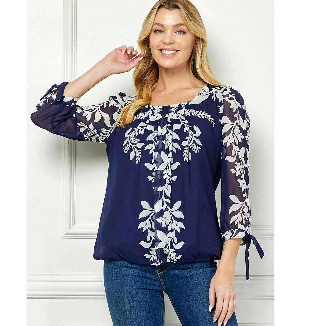 PLACEMENT PRINT CHIFFON BLOUSE