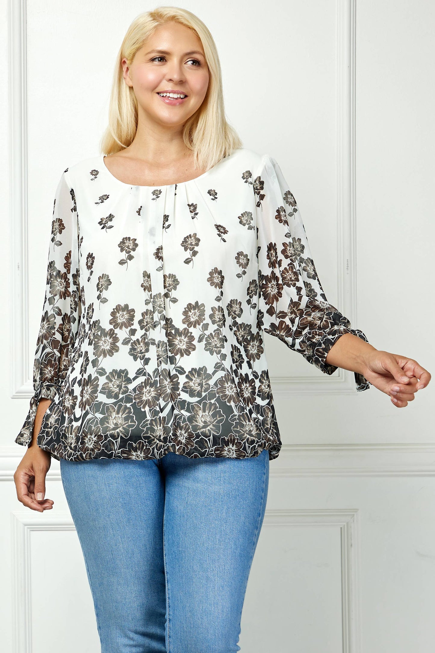 PLUS SIZE RAINLIGHT CHIFFON BLOUSE