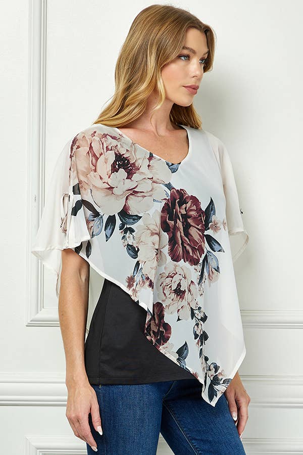 BLOOMING ELEGANCE PONCHO BLOUSE
