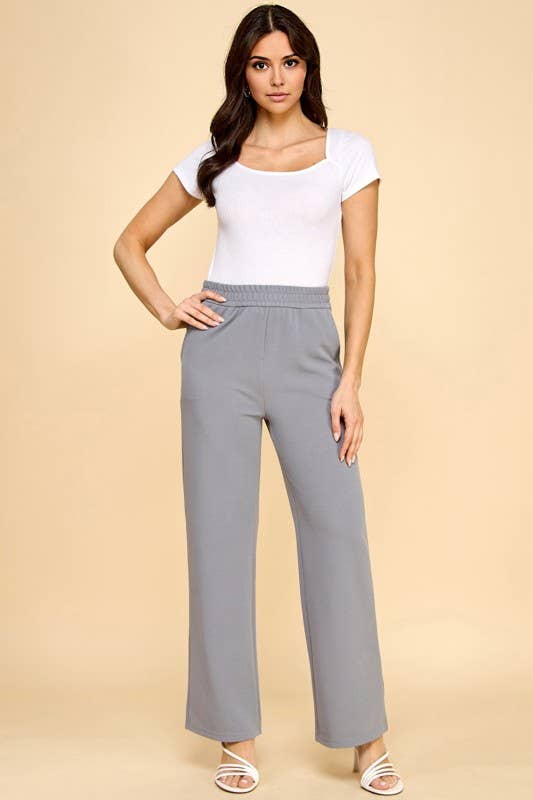 Plus Size Textured Straight Pants – High Waist Struc