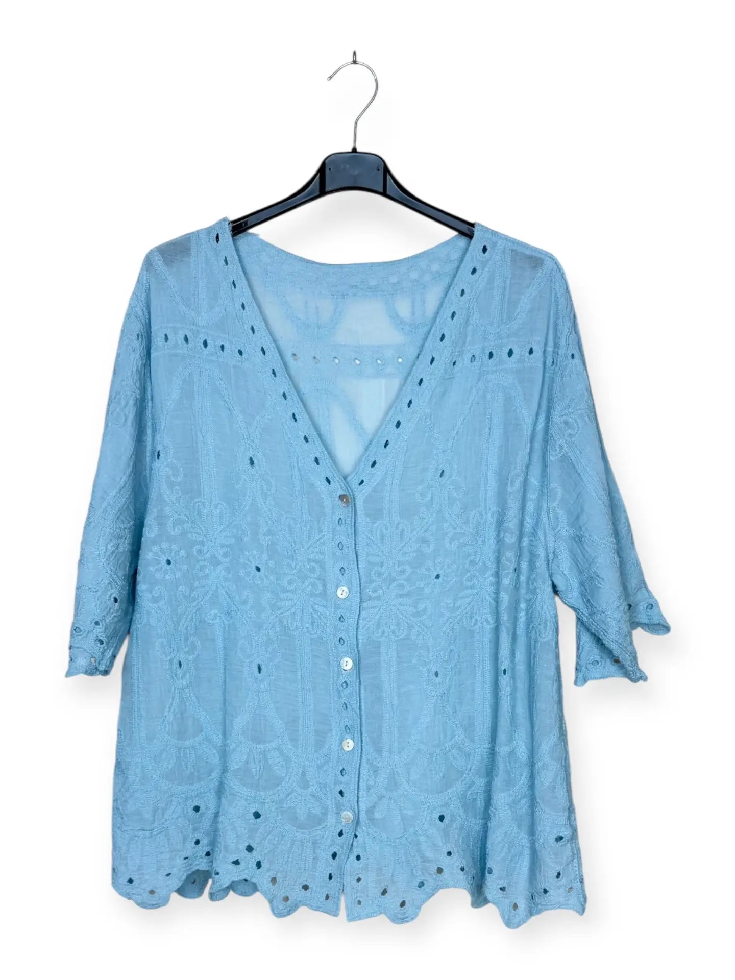 Blouse with Floral Embroidery Italian