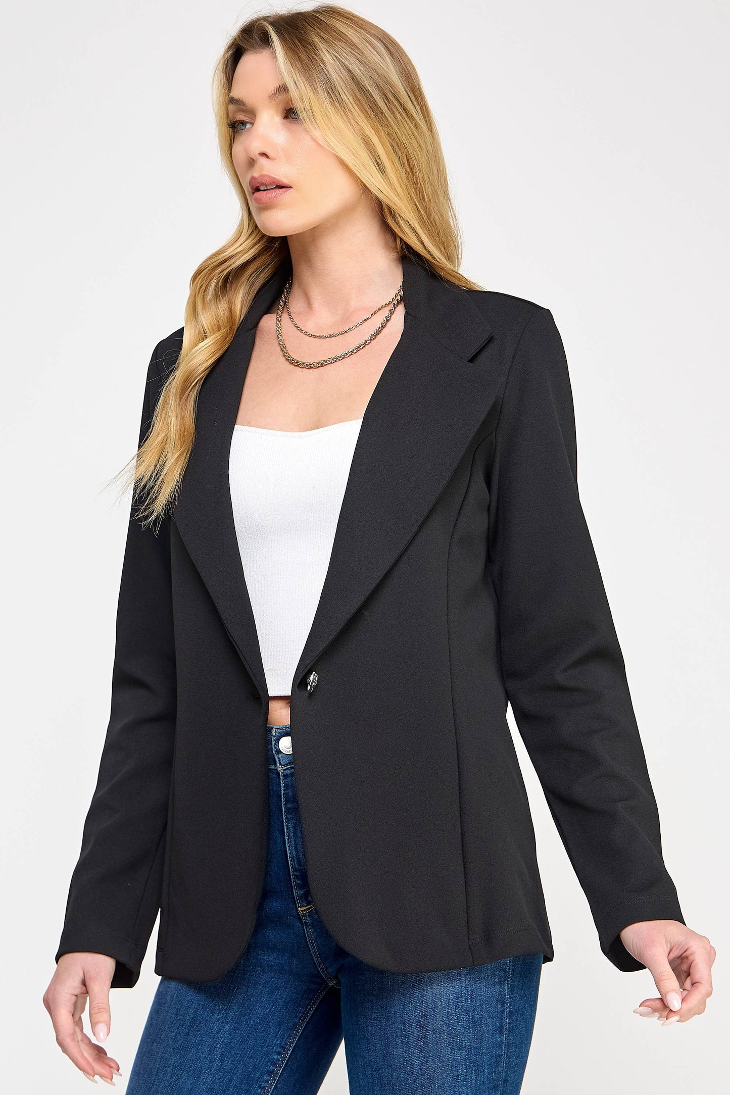 SCUBA CREPE KNIT BLAZER NO POCKET
