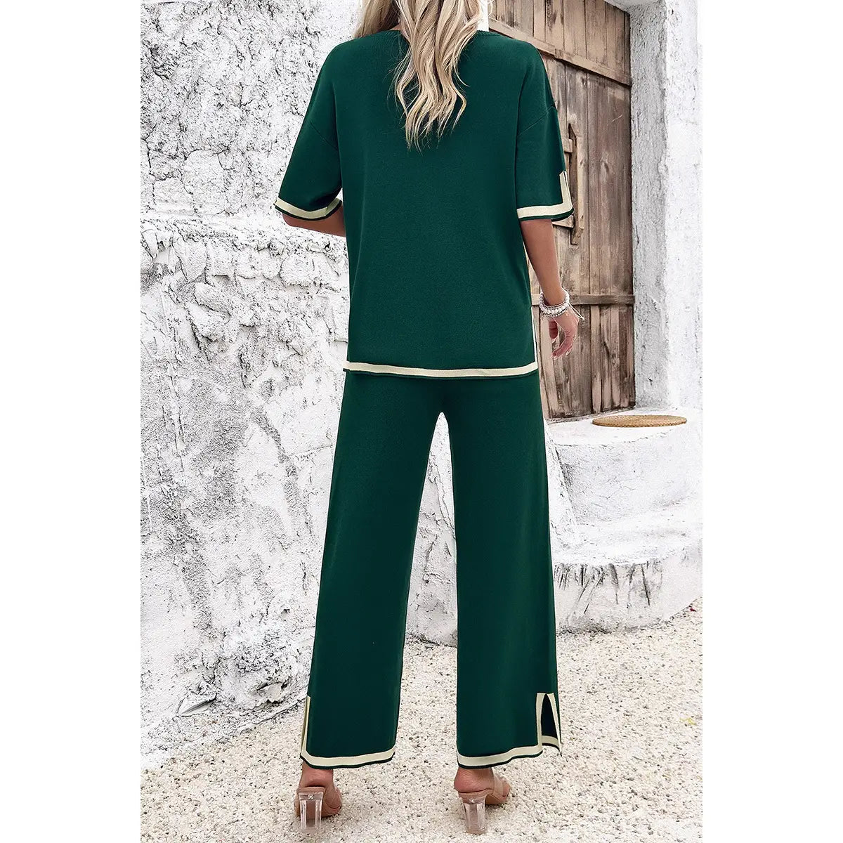 Round Neck Fit Blouse and Pants Sets