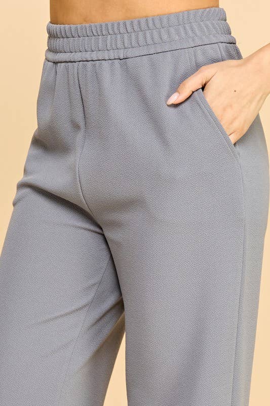 Plus Size Textured Straight Pants – High Waist Struc