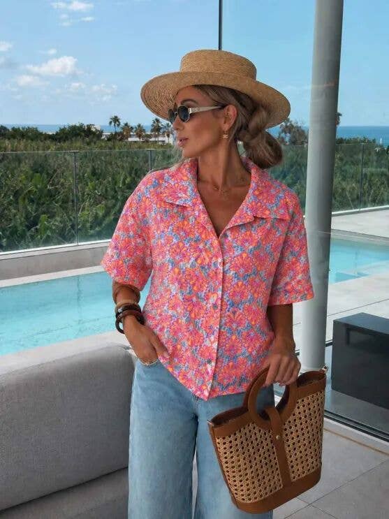 Italian Bohemian Printed Cotton Gauze Shirt