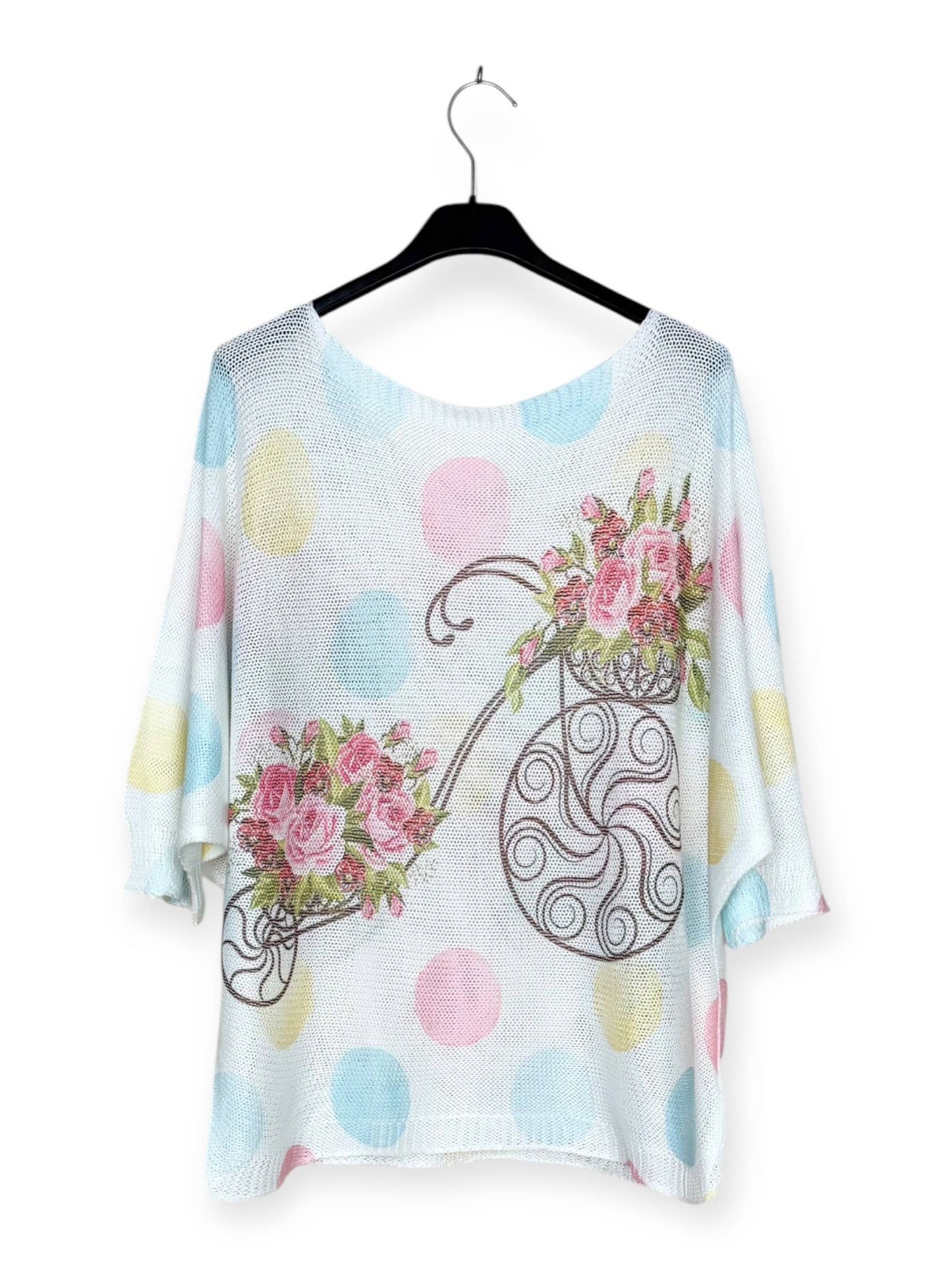 Italian Knit Top bicycle flower