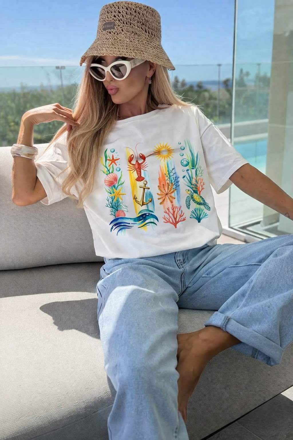 Trendy Printed Cotton T-Shirt Premium Quality Sea summer