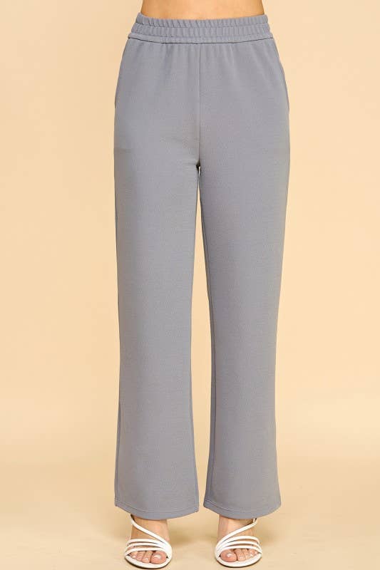 Plus Size Textured Straight Pants – High Waist Struc