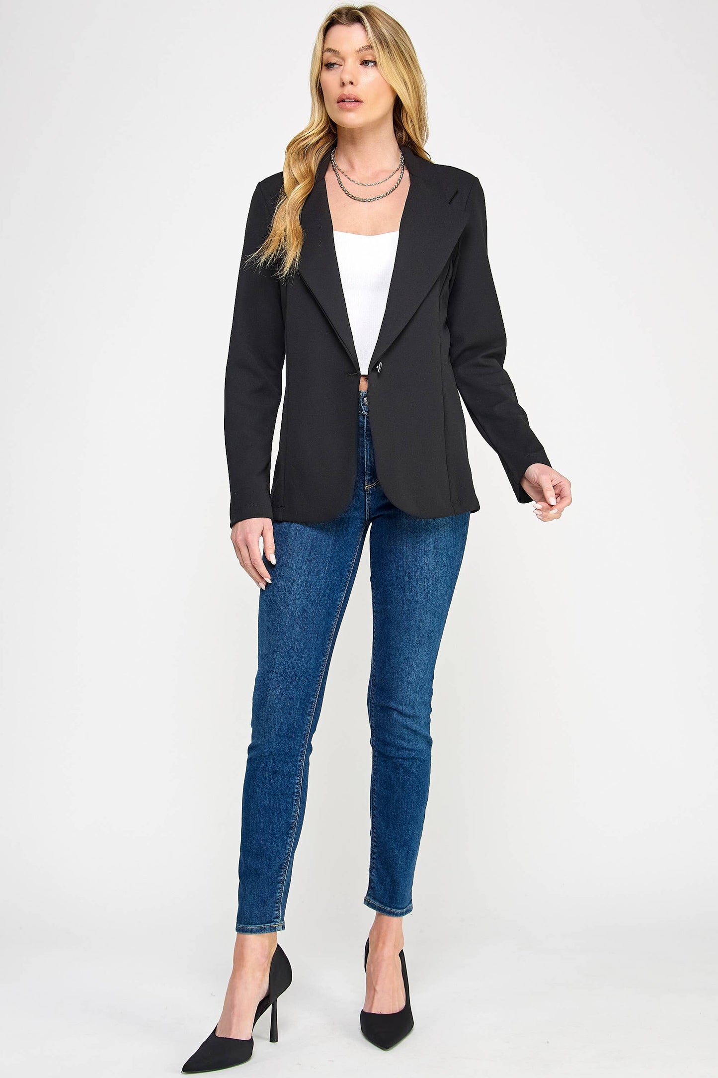 SCUBA CREPE KNIT BLAZER NO POCKET