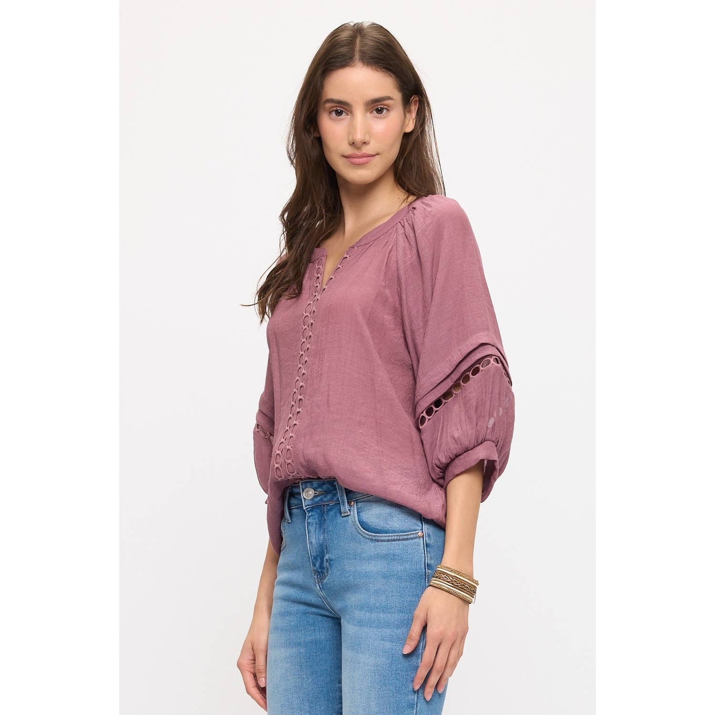 CROCHET BUBBLE SLEEVE PEASANT